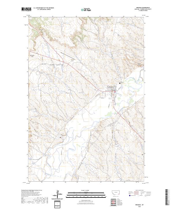 US Topo 7.5-minute map for Broadus MT