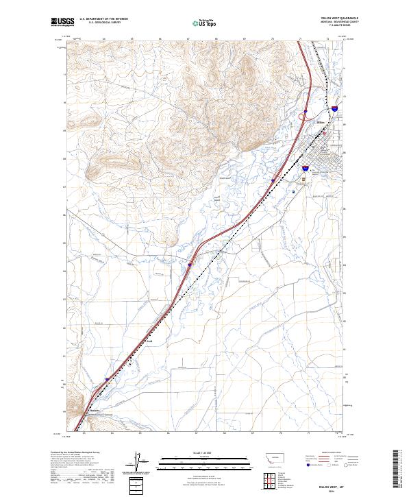 US Topo 7.5-minute map for Dillon West MT – American Map Store