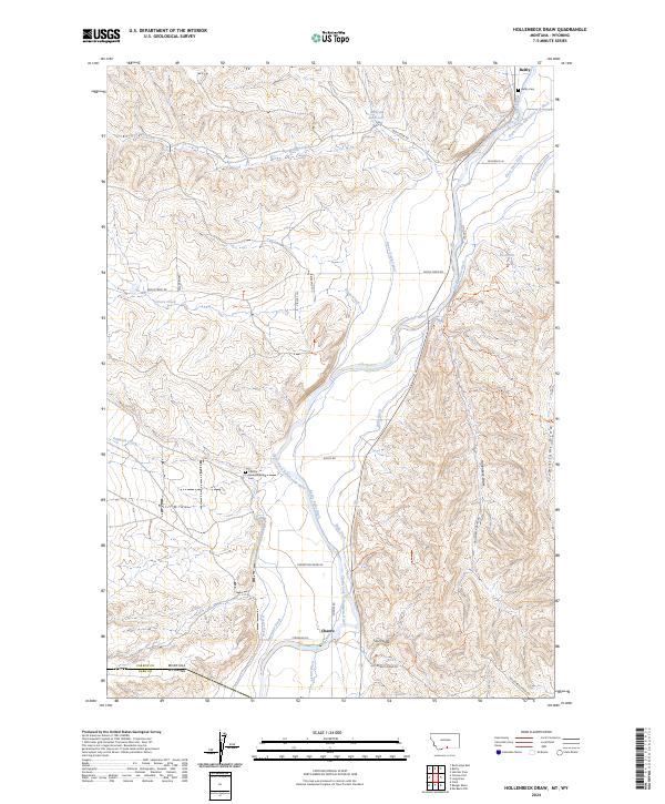 US Topo 7.5-minute map for Hollenbeck Draw MTWY