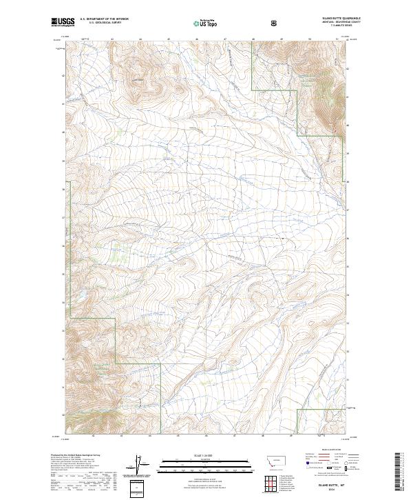 US Topo 7.5-minute map for Island Butte MT