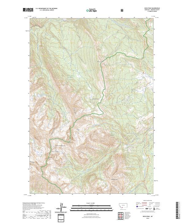 US Topo 7.5-minute map for Koch Peak MT – American Map Store