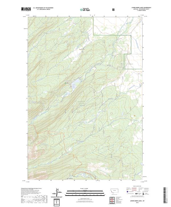 US Topo 7.5-minute map for Lower Miner Lakes MT