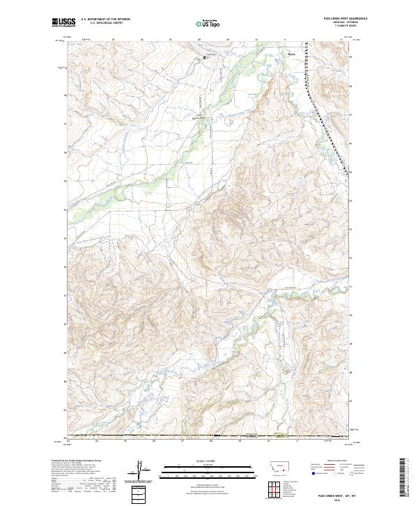 US Topo 7.5-minute map for Pass Creek West MTWY