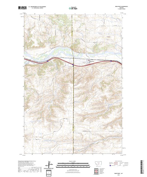 US Topo 7.5-minute map for Reed Point MT – American Map Store