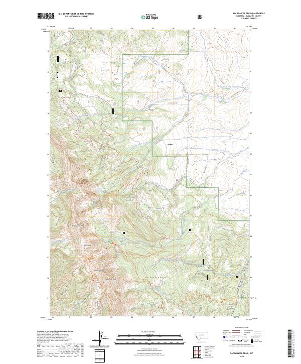 US Topo 7.5-minute map for Sacagawea Peak MT