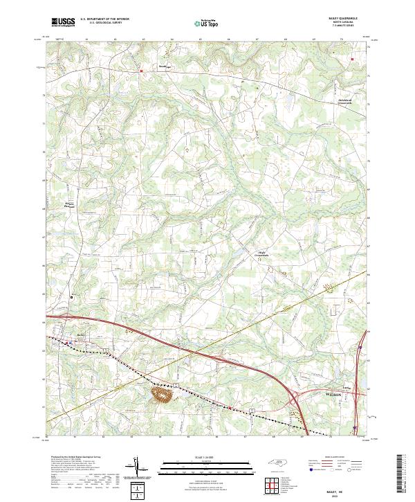 US Topo 7.5-minute map for Bailey NC