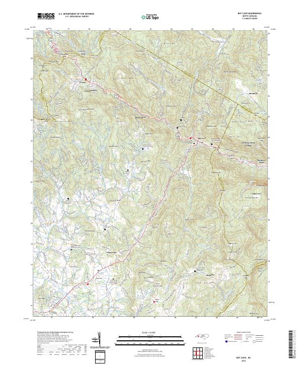 US Topo 7.5-minute map for Bat Cave NC