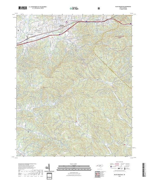 US Topo 7.5-minute map for Black Mountain NC