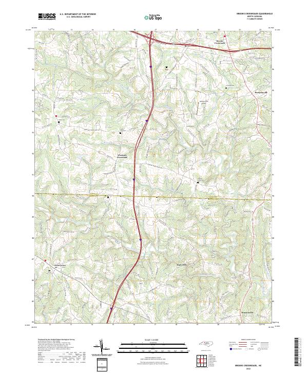 US Topo 7.5-minute map for Brooks Crossroads NC