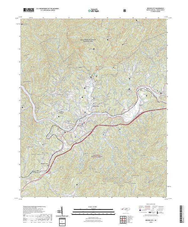 US Topo 7.5-minute map for Bryson City NC