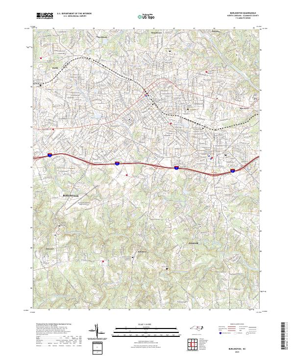 US Topo 7.5-minute map for Burlington NC