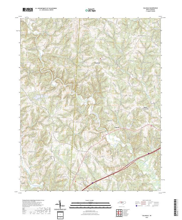 US Topo 7.5-minute map for Calahaln NC