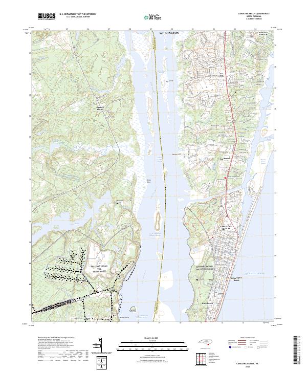 US Topo 7.5-minute map for Carolina Beach NC