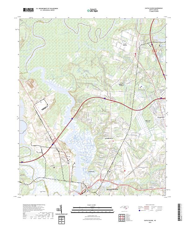 US Topo 7.5-minute map for Castle Hayne NC