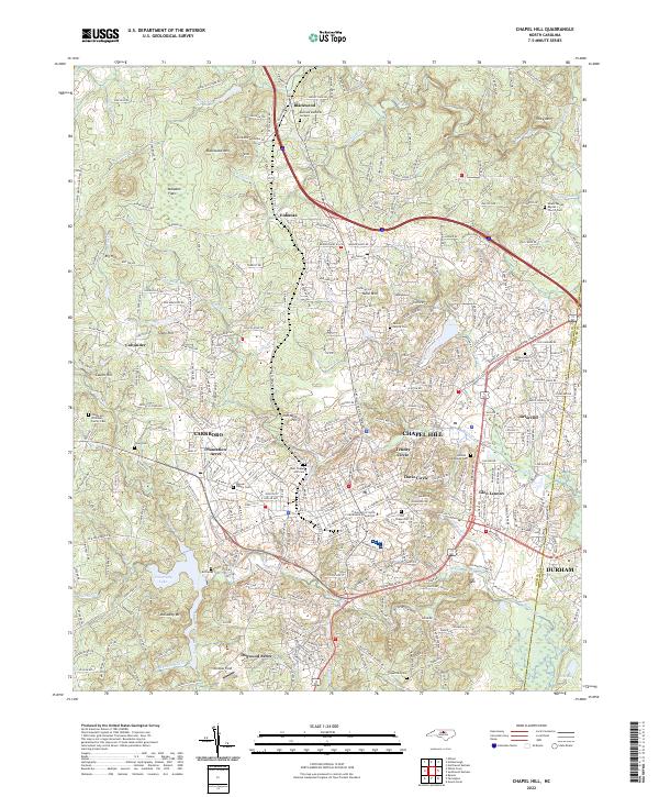 US Topo 7.5-minute map for Chapel Hill NC