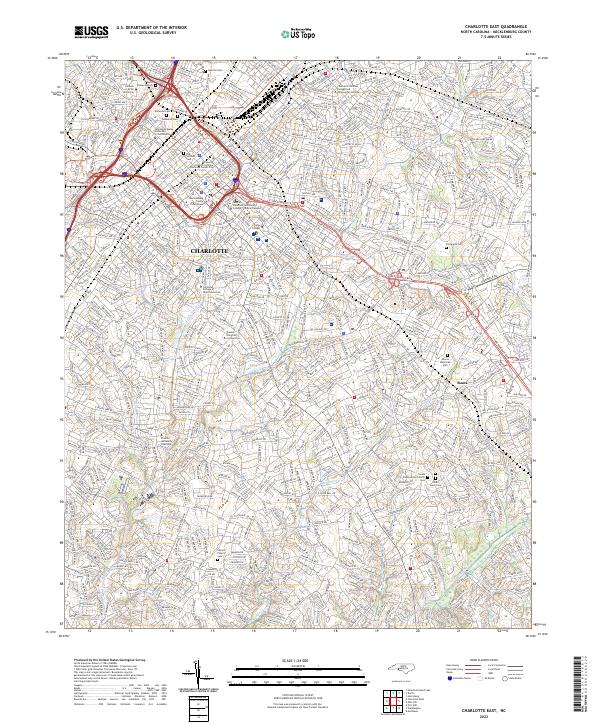 US Topo 7.5-minute map for Charlotte East NC