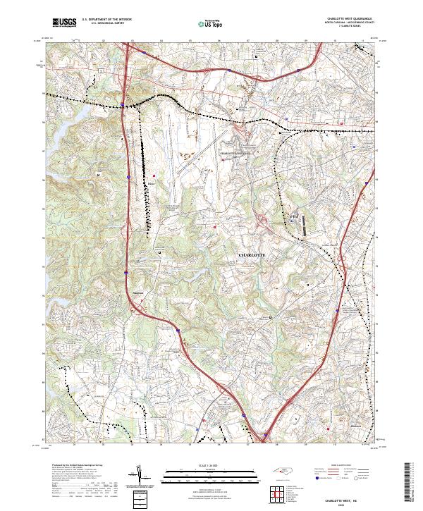 US Topo 7.5-minute map for Charlotte West NC