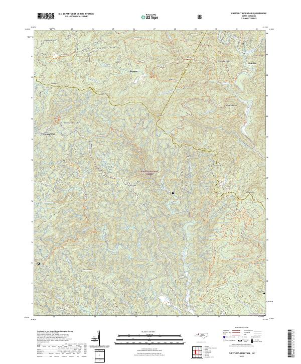 US Topo 7.5-minute map for Chestnut Mountain NC