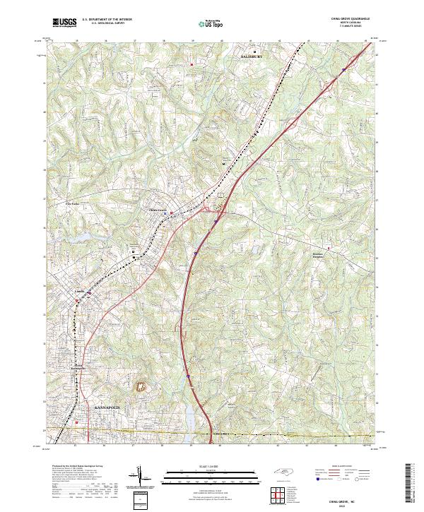 US Topo 7.5-minute map for China Grove NC