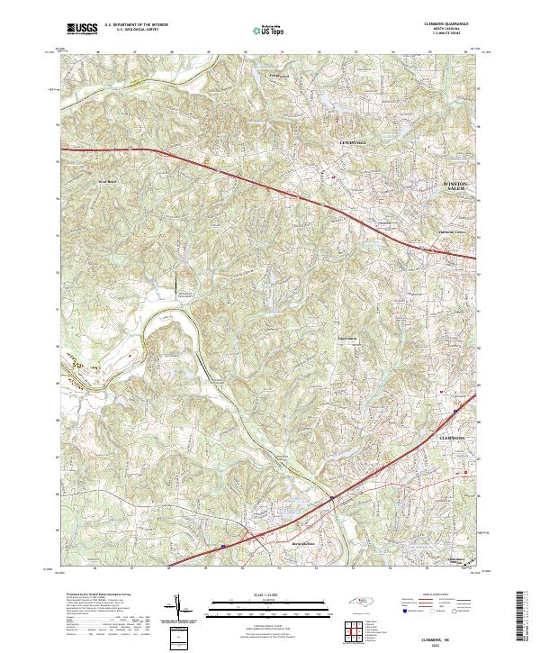 US Topo 7.5-minute map for Clemmons NC