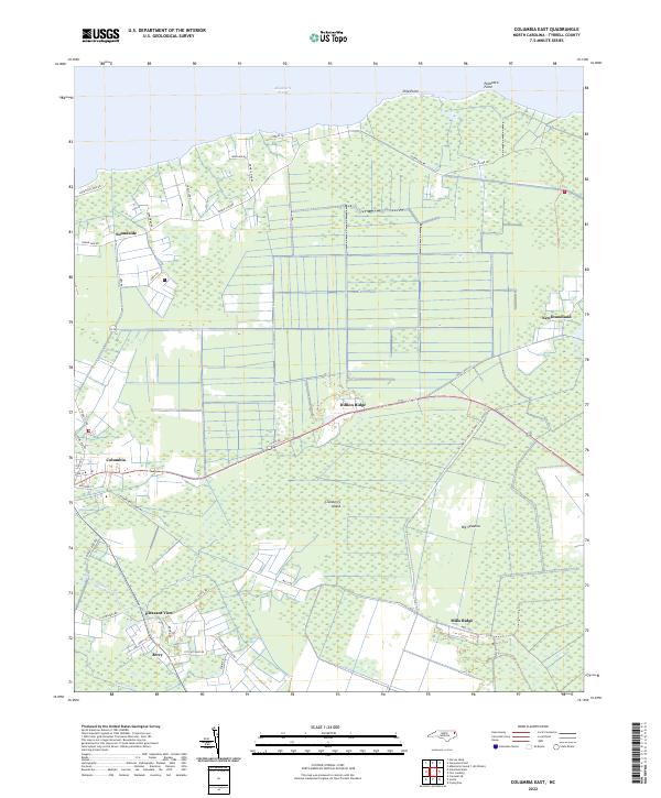 US Topo 7.5-minute map for Columbia East NC