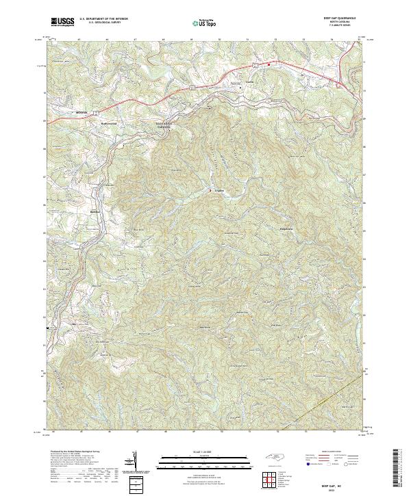 US Topo 7.5-minute map for Deep Gap NC