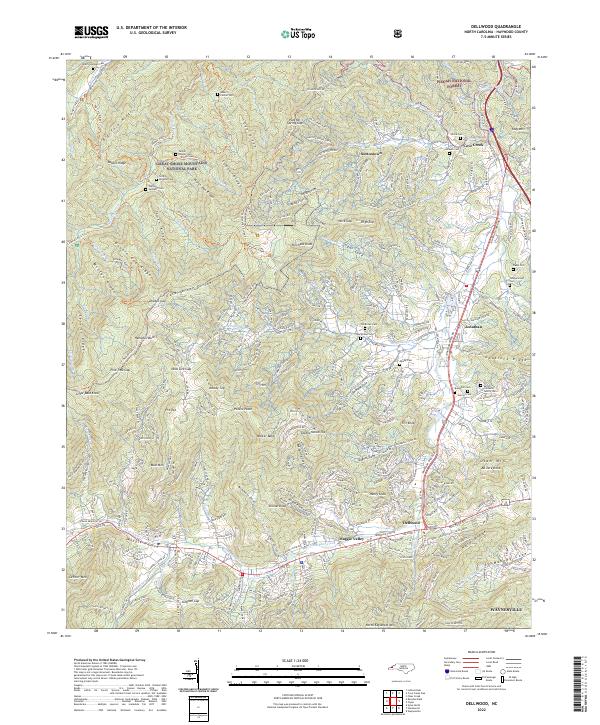 US Topo 7.5-minute map for Dellwood NC