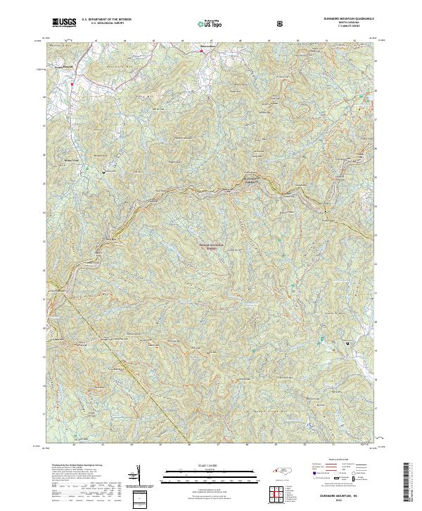 US Topo 7.5-minute map for Dunsmore Mountain NC