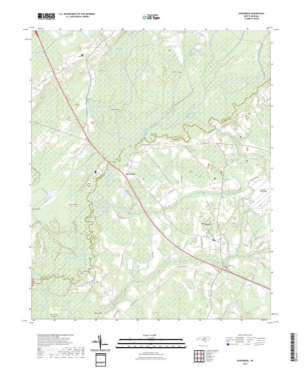 US Topo 7.5-minute map for Evergreen NC