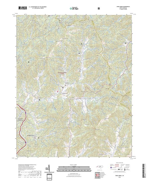 US Topo 7.5-minute map for Fines Creek NC