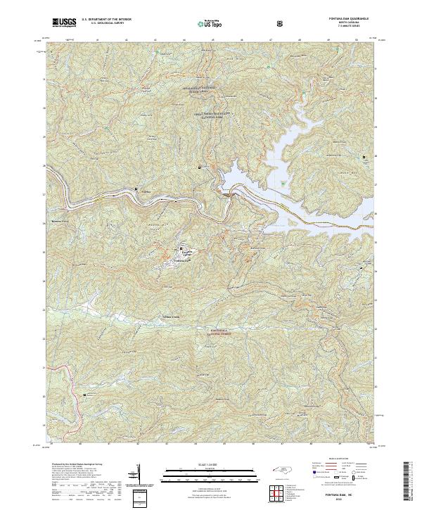 US Topo 7.5-minute map for Fontana Dam NC