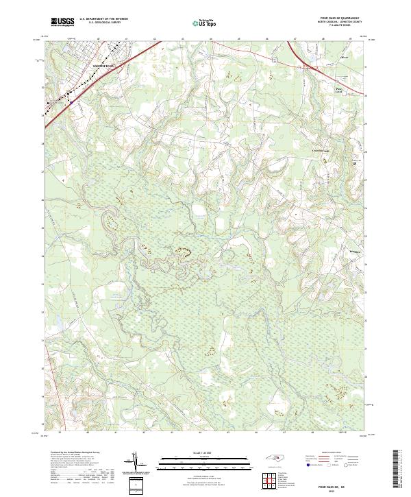 US Topo 7.5-minute map for Four Oaks NE NC