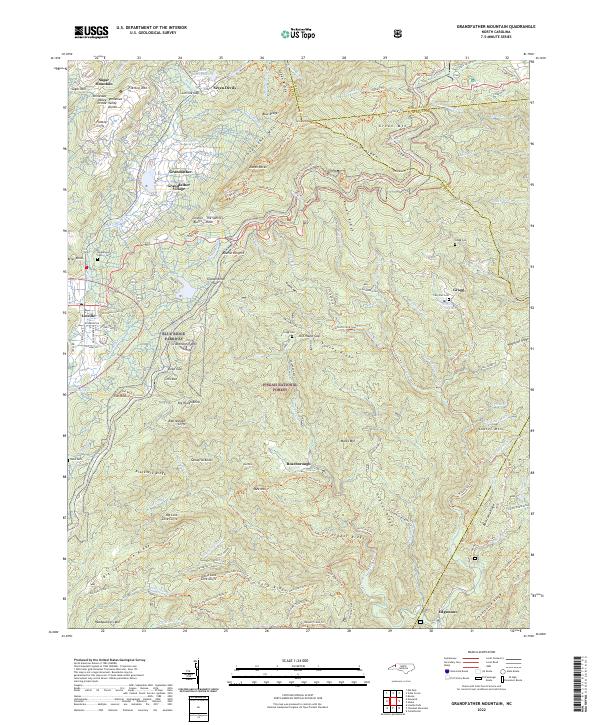 US Topo 7.5-minute map for Grandfather Mountain NC