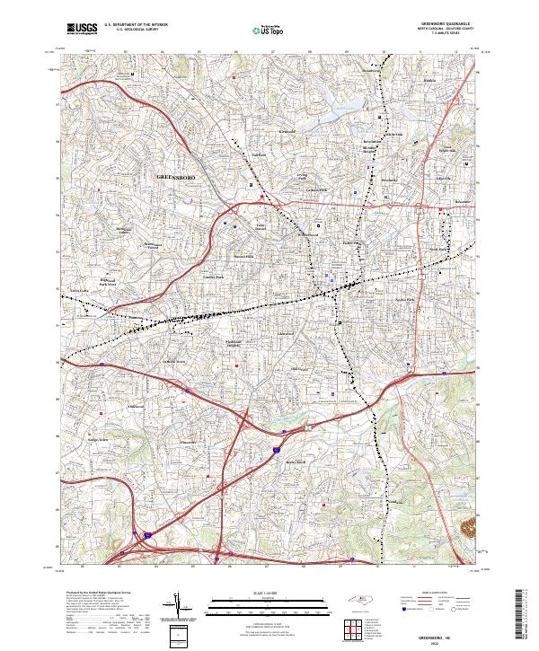 US Topo 7.5-minute map for Greensboro NC