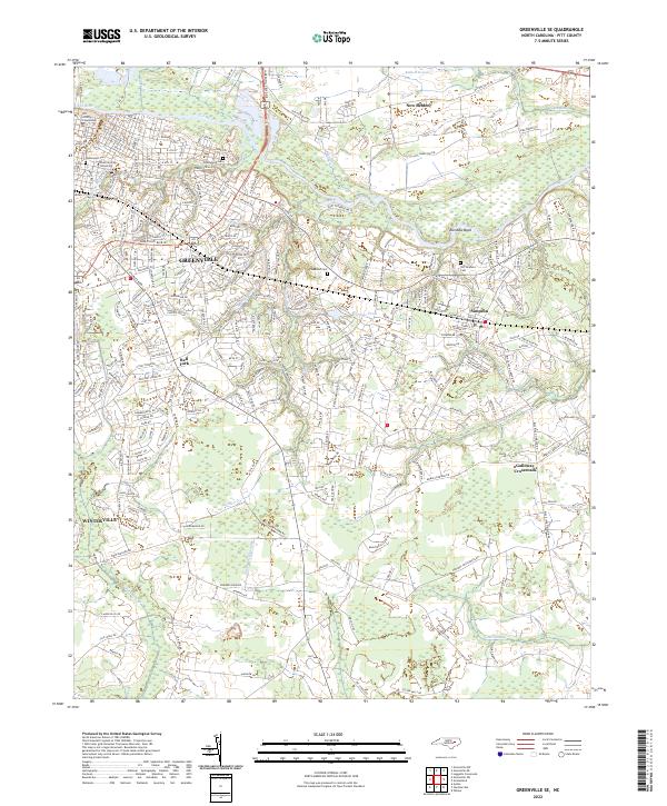 US Topo 7.5-minute map for Greenville SE NC