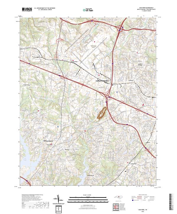 US Topo 7.5-minute map for Guilford NC