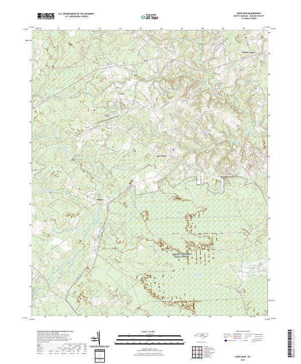 US Topo 7.5-minute map for Haws Run NC