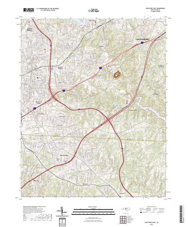 US Topo 7.5-minute map for High Point East NC