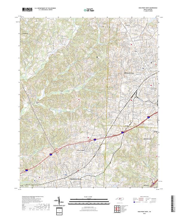 US Topo 7.5-minute map for High Point West NC