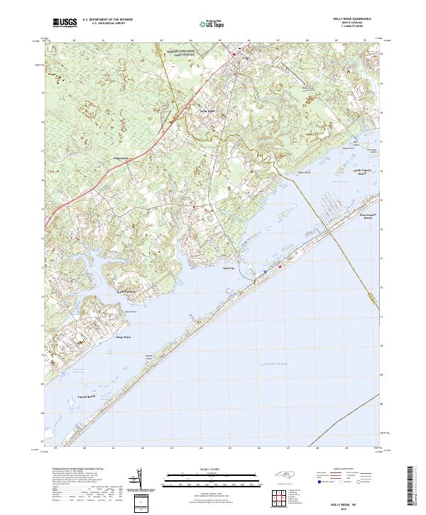 US Topo 7.5-minute map for Holly Ridge NC