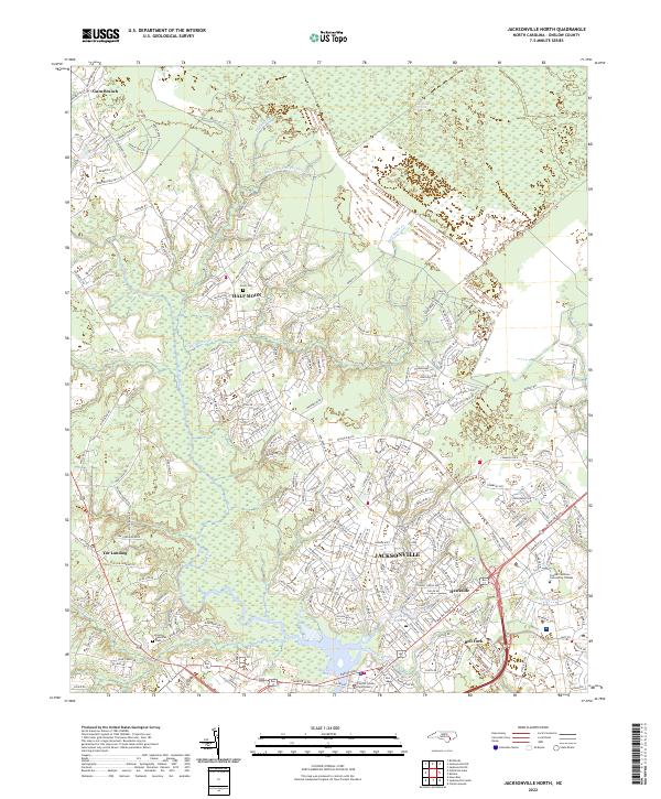 US Topo 7.5-minute map for Jacksonville North NC