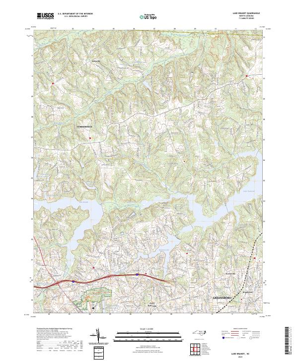 US Topo 7.5-minute map for Lake Brandt NC