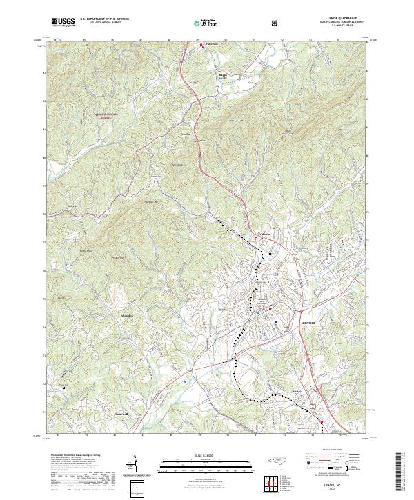 US Topo 7.5-minute map for Lenoir NC