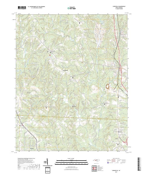 US Topo 7.5-minute map for Lowesville NC