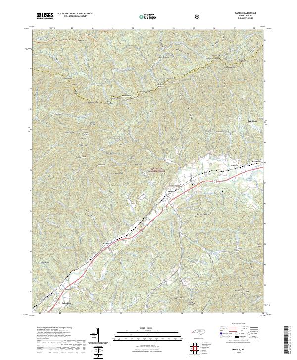 US Topo 7.5-minute map for Marble NC