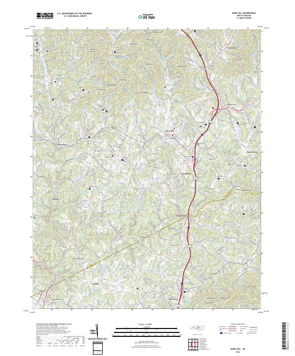 US Topo 7.5-minute map for Mars Hill NC