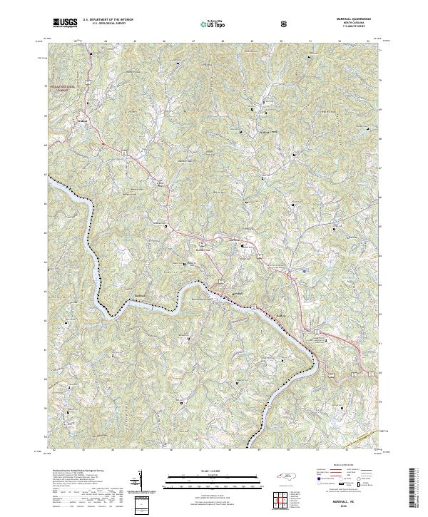 US Topo 7.5-minute map for Marshall NC