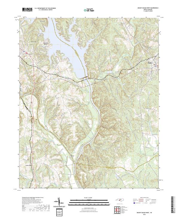 US Topo 7.5-minute map for Mount Gilead West NC