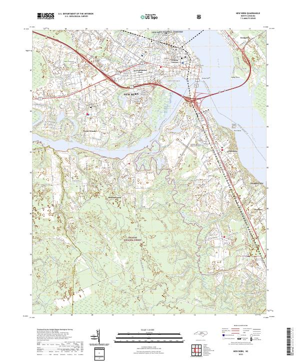 US Topo 7.5-minute map for New Bern NC