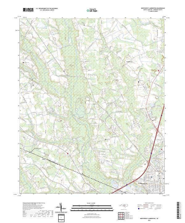 US Topo 7.5-minute map for Northwest Lumberton NC